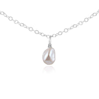 Raw Crystal Pendant Choker - Freshwater Pearl - Sterling Silver - Luna Tide Handmade Jewellery