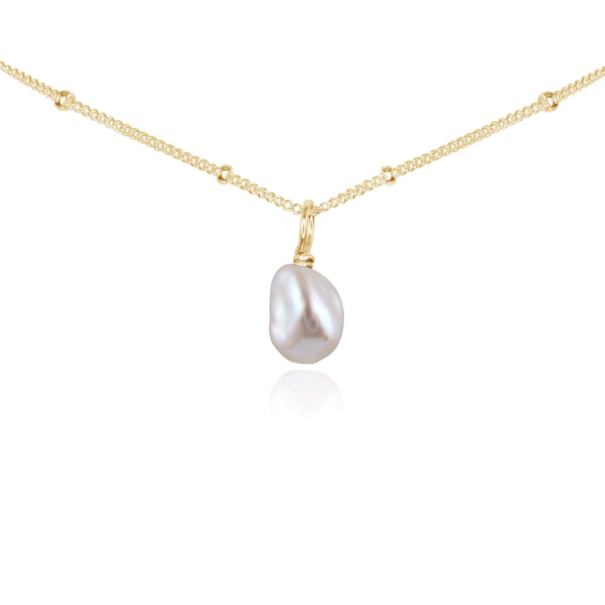 Tiny Rough White Freshwater Pearl Gemstone Pendant Choker