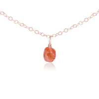 Raw Crystal Pendant Choker - Sunstone - 14K Rose Gold Fill - Luna Tide Handmade Jewellery