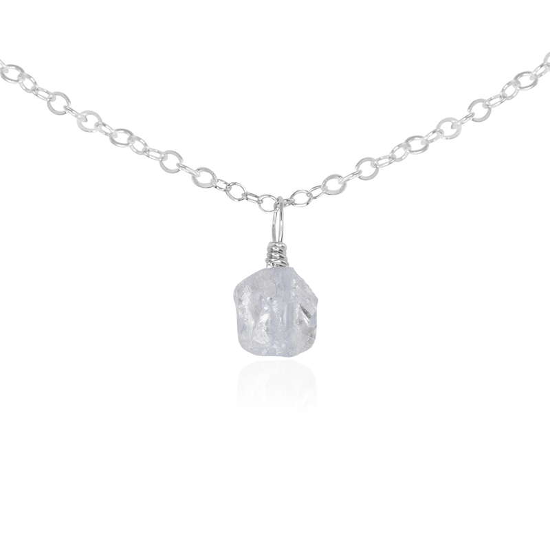 Raw Crystal Pendant Choker - Crystal Quartz - Sterling Silver - Luna Tide Handmade Jewellery