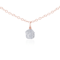 Raw Crystal Pendant Choker - Crystal Quartz - 14K Rose Gold Fill - Luna Tide Handmade Jewellery