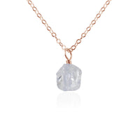 Raw Crystal Pendant Necklace - Crystal Quartz - 14K Rose Gold Fill - Luna Tide Handmade Jewellery