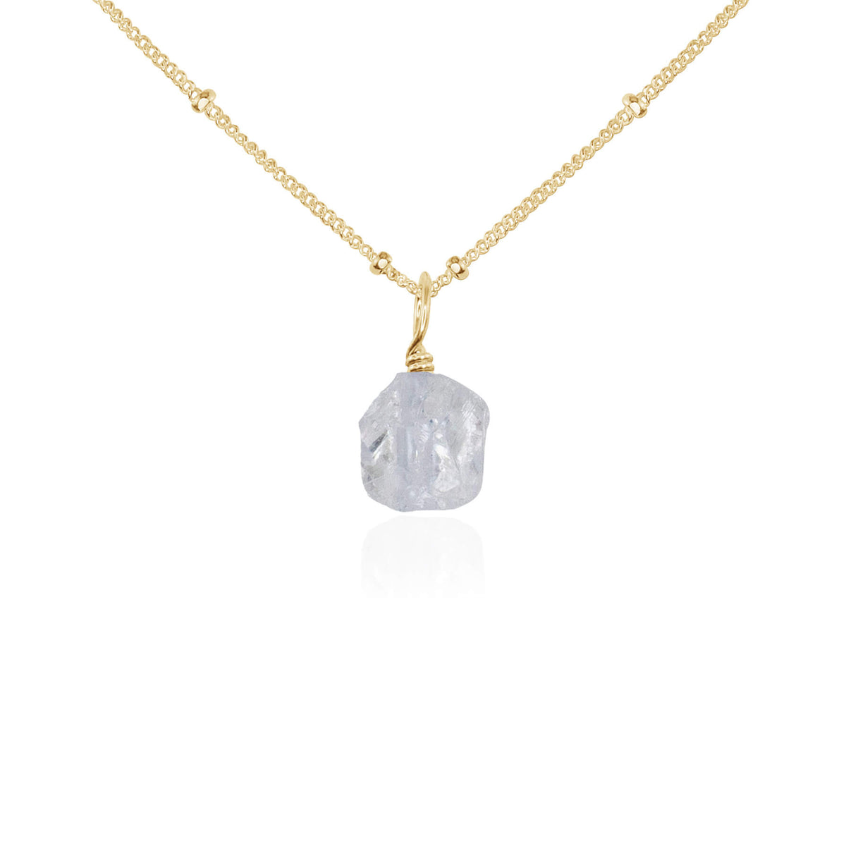Raw Crystal Pendant Necklace - Crystal Quartz - 14K Gold Fill Satellite - Luna Tide Handmade Jewellery
