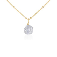 Raw Crystal Pendant Necklace - Crystal Quartz - 14K Gold Fill Satellite - Luna Tide Handmade Jewellery