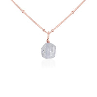Raw Crystal Pendant Necklace - Crystal Quartz - 14K Rose Gold Fill Satellite - Luna Tide Handmade Jewellery