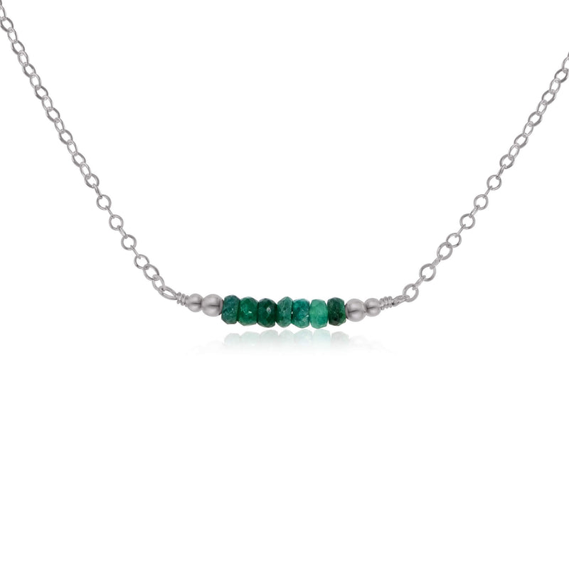 Faceted Bead Bar Necklace - Emerald - Stainless Steel - Luna Tide Handmade Jewellery