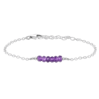 Sparkling Purple Amethyst Gemstone Faceted Bead Bar Bracelet