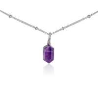 Amethyst Mini Double Terminated Crystal Point Pendant Choker Necklace