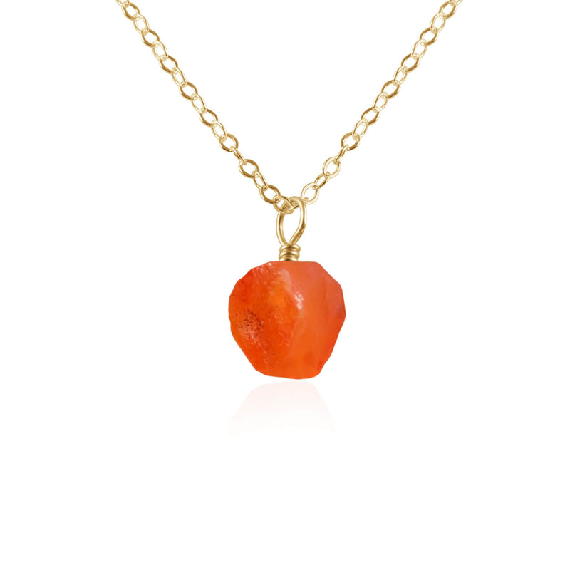 Raw Crystal Pendant Necklace - Carnelian - 14K Gold Fill - Luna Tide Handmade Jewellery