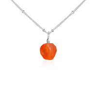 Raw Crystal Pendant Necklace - Carnelian - Sterling Silver Satellite - Luna Tide Handmade Jewellery