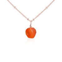 Raw Crystal Pendant Necklace - Carnelian - 14K Rose Gold Fill Satellite - Luna Tide Handmade Jewellery