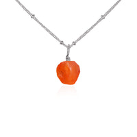 Raw Crystal Pendant Necklace - Carnelian - Stainless Steel Satellite - Luna Tide Handmade Jewellery