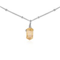 Citrine Mini Double Terminated Crystal Point Pendant Choker Necklace