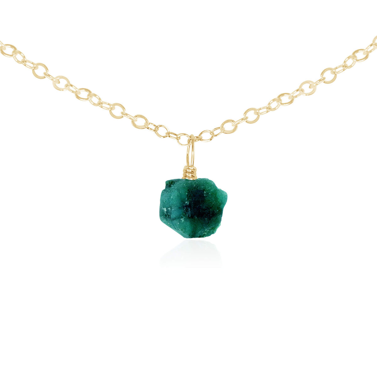 Raw Crystal Pendant Choker - Emerald - 14K Gold Fill - Luna Tide Handmade Jewellery