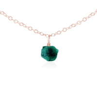 Raw Crystal Pendant Choker - Emerald - 14K Rose Gold Fill - Luna Tide Handmade Jewellery