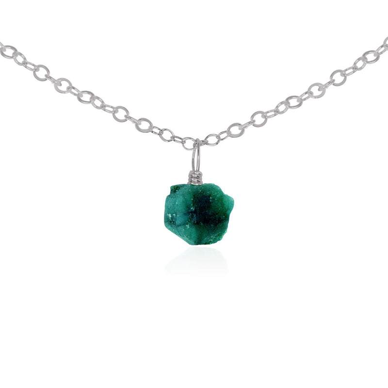 Raw Crystal Pendant Choker - Emerald - Stainless Steel - Luna Tide Handmade Jewellery