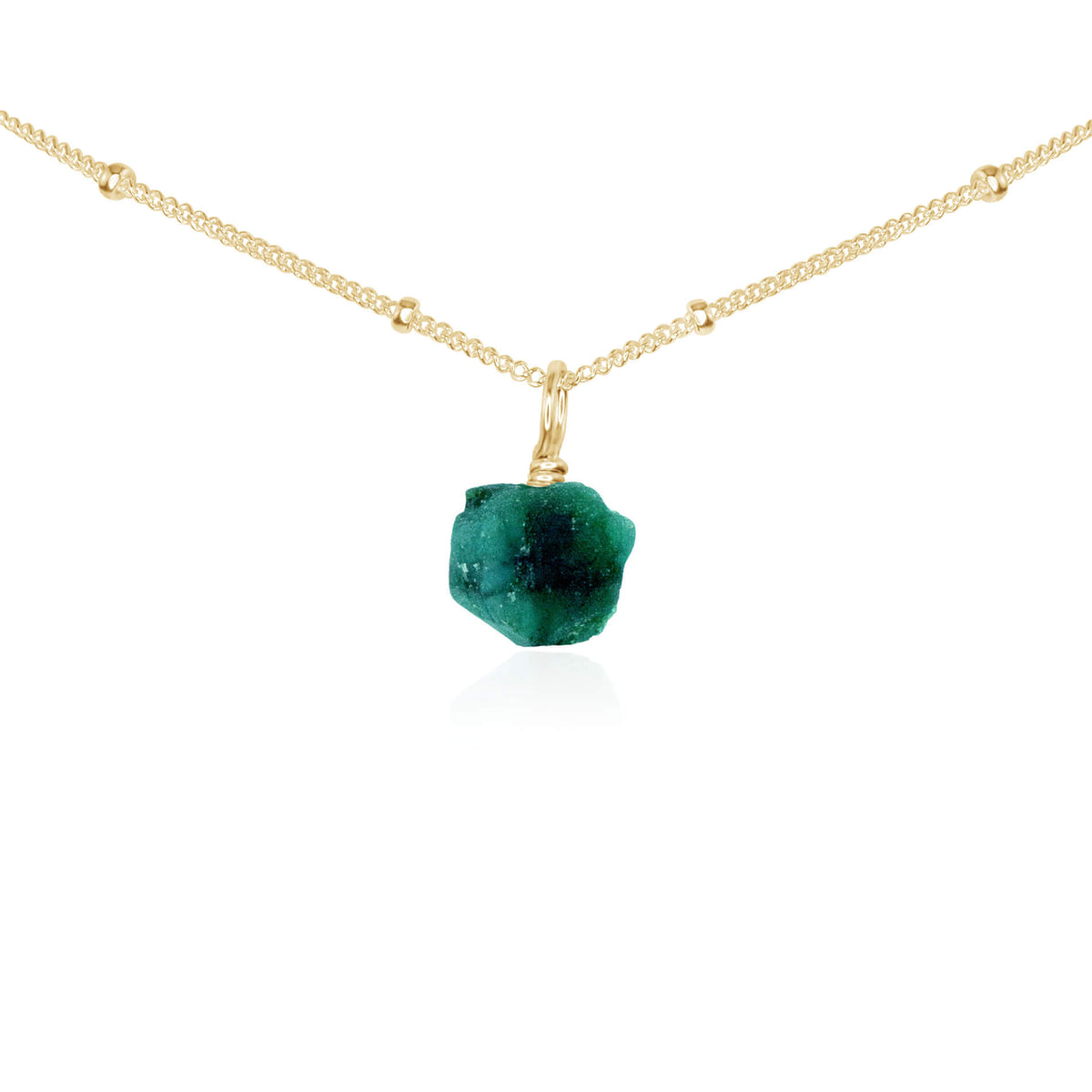 Tiny Rough Emerald Gemstone Pendant Choker