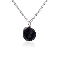 Raw Crystal Pendant Necklace - Obsidian - Stainless Steel - Luna Tide Handmade Jewellery