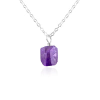 Raw Crystal Pendant Necklace - Amethyst - Sterling Silver - Luna Tide Handmade Jewellery