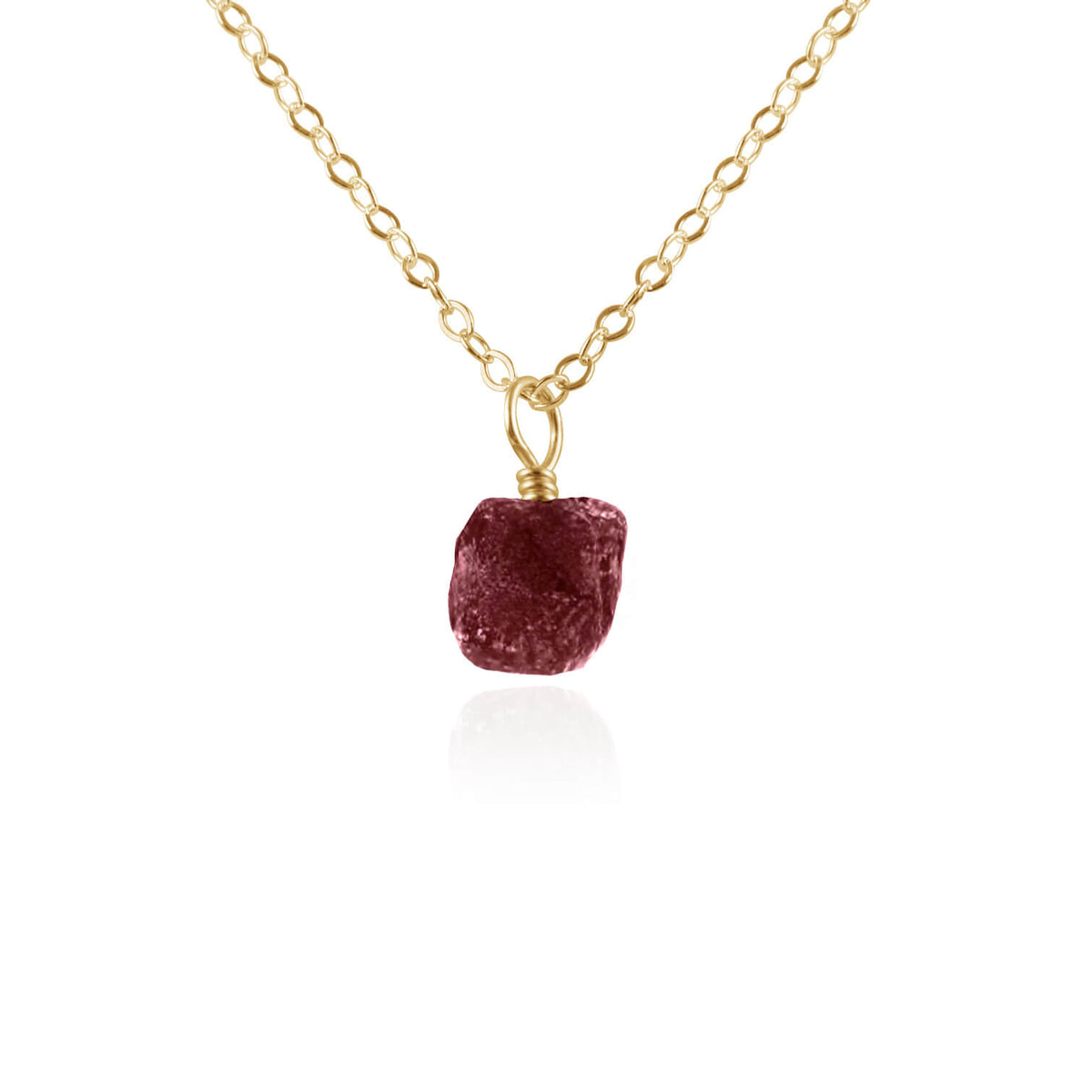 Raw Crystal Pendant Necklace - Ruby - 14K Gold Fill - Luna Tide Handmade Jewellery