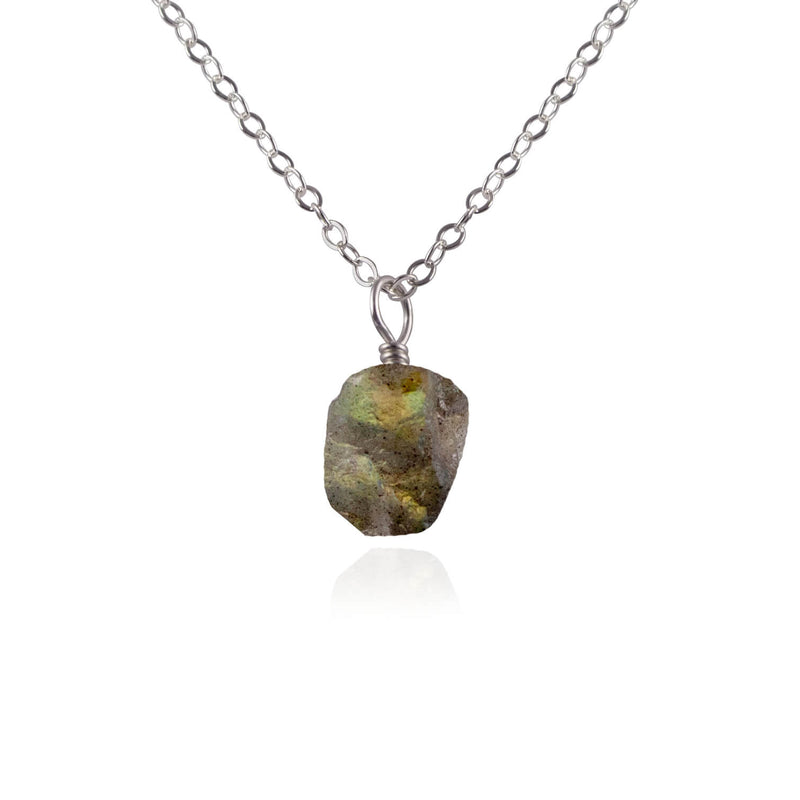 Raw Crystal Pendant Necklace - Labradorite - Stainless Steel - Luna Tide Handmade Jewellery
