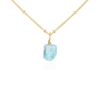 Raw Crystal Pendant Necklace - Larimar - 14K Gold Fill Satellite - Luna Tide Handmade Jewellery