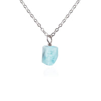 Raw Crystal Pendant Necklace - Larimar - Stainless Steel - Luna Tide Handmade Jewellery
