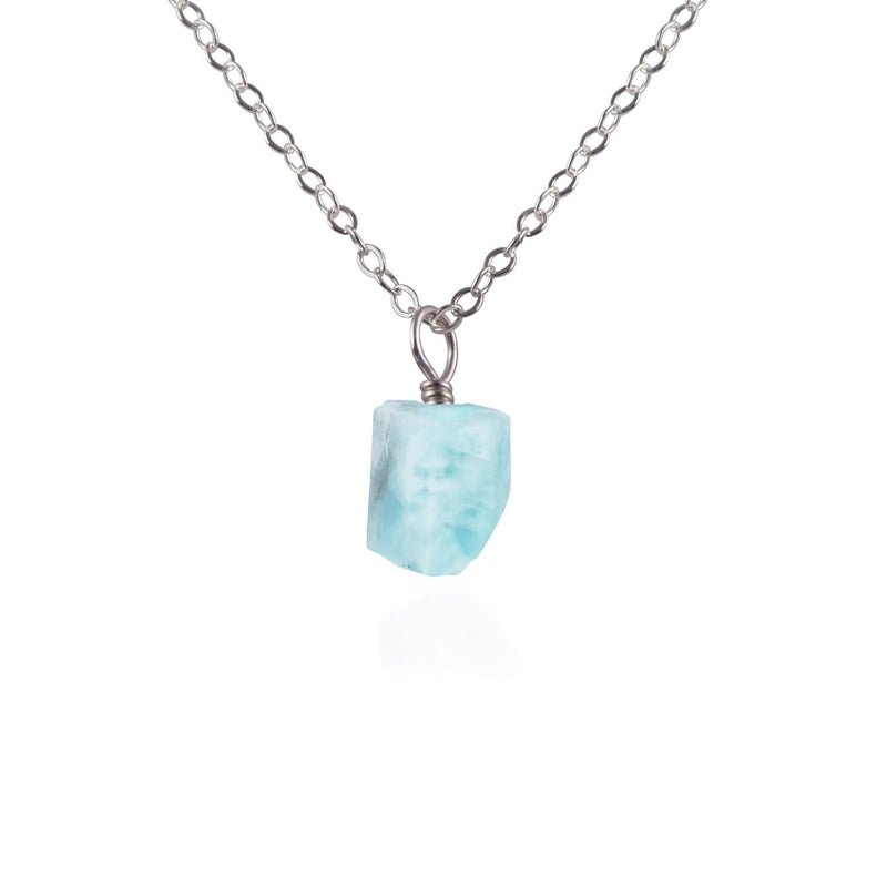 Raw Crystal Pendant Necklace - Larimar - Stainless Steel - Luna Tide Handmade Jewellery