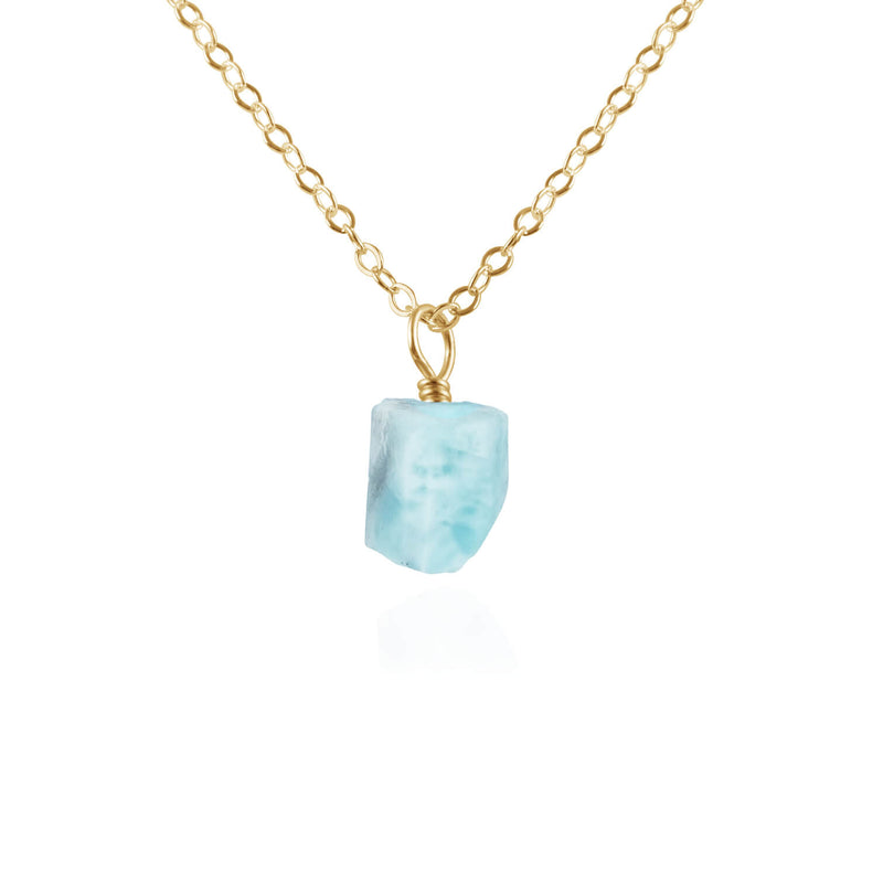 Raw Crystal Pendant Necklace - Larimar - 14K Gold Fill - Luna Tide Handmade Jewellery