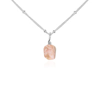 Raw Crystal Pendant Necklace - Pink Peruvian Opal - Sterling Silver Satellite - Luna Tide Handmade Jewellery