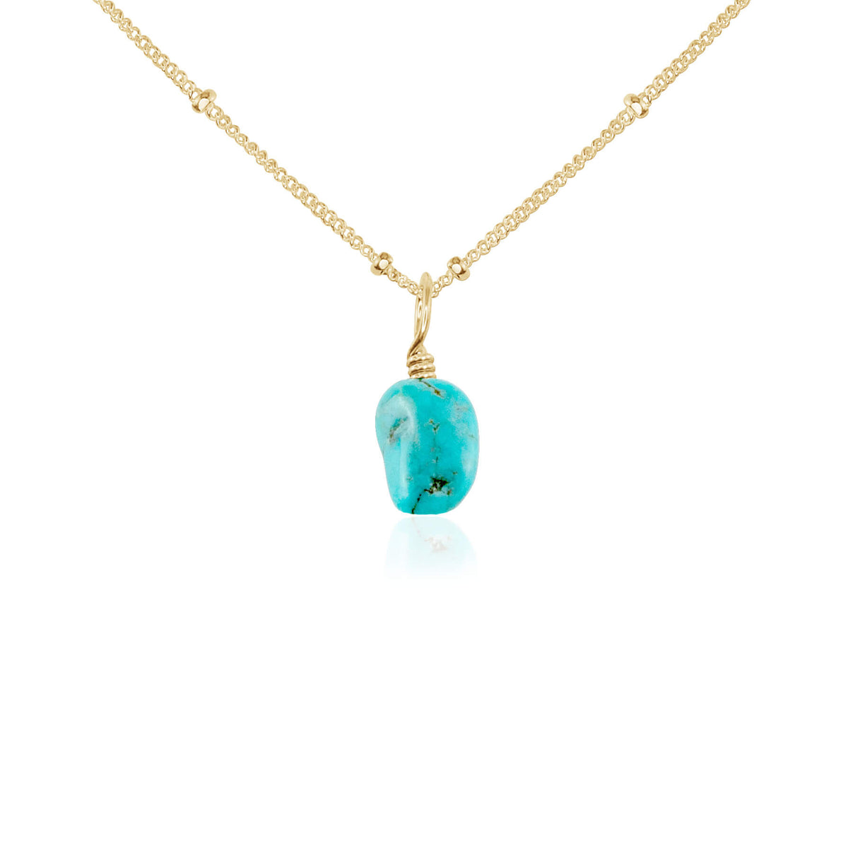 Raw Crystal Pendant Necklace - Turquoise - 14K Gold Fill Satellite - Luna Tide Handmade Jewellery