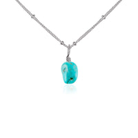 Raw Crystal Pendant Necklace - Turquoise - Stainless Steel Satellite - Luna Tide Handmade Jewellery