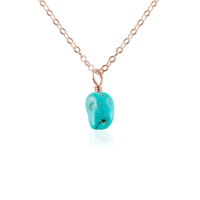 Raw Crystal Pendant Necklace - Turquoise - 14K Rose Gold Fill - Luna Tide Handmade Jewellery