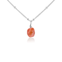 Raw Crystal Pendant Necklace - Sunstone - Sterling Silver Satellite - Luna Tide Handmade Jewellery