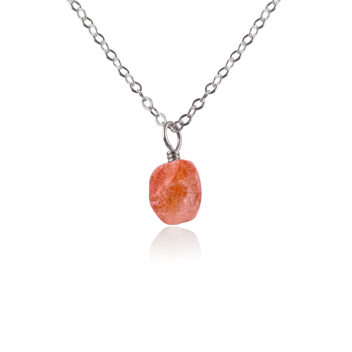 Raw Crystal Pendant Necklace - Sunstone - Stainless Steel - Luna Tide Handmade Jewellery