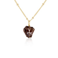 Raw Crystal Pendant Necklace - Smoky Quartz - 14K Gold Fill Satellite - Luna Tide Handmade Jewellery