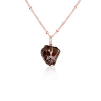 Raw Crystal Pendant Necklace - Smoky Quartz - 14K Rose Gold Fill Satellite - Luna Tide Handmade Jewellery