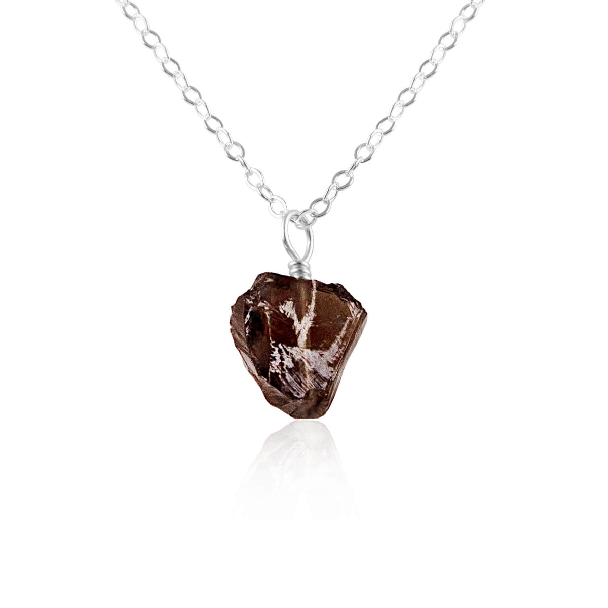 Raw Crystal Pendant Necklace - Smoky Quartz - Sterling Silver - Luna Tide Handmade Jewellery
