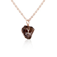 Raw Crystal Pendant Necklace - Smoky Quartz - 14K Rose Gold Fill - Luna Tide Handmade Jewellery