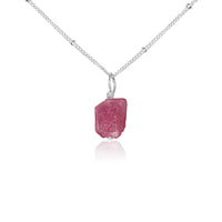 Raw Crystal Pendant Necklace - Pink Tourmaline - Sterling Silver Satellite - Luna Tide Handmade Jewellery
