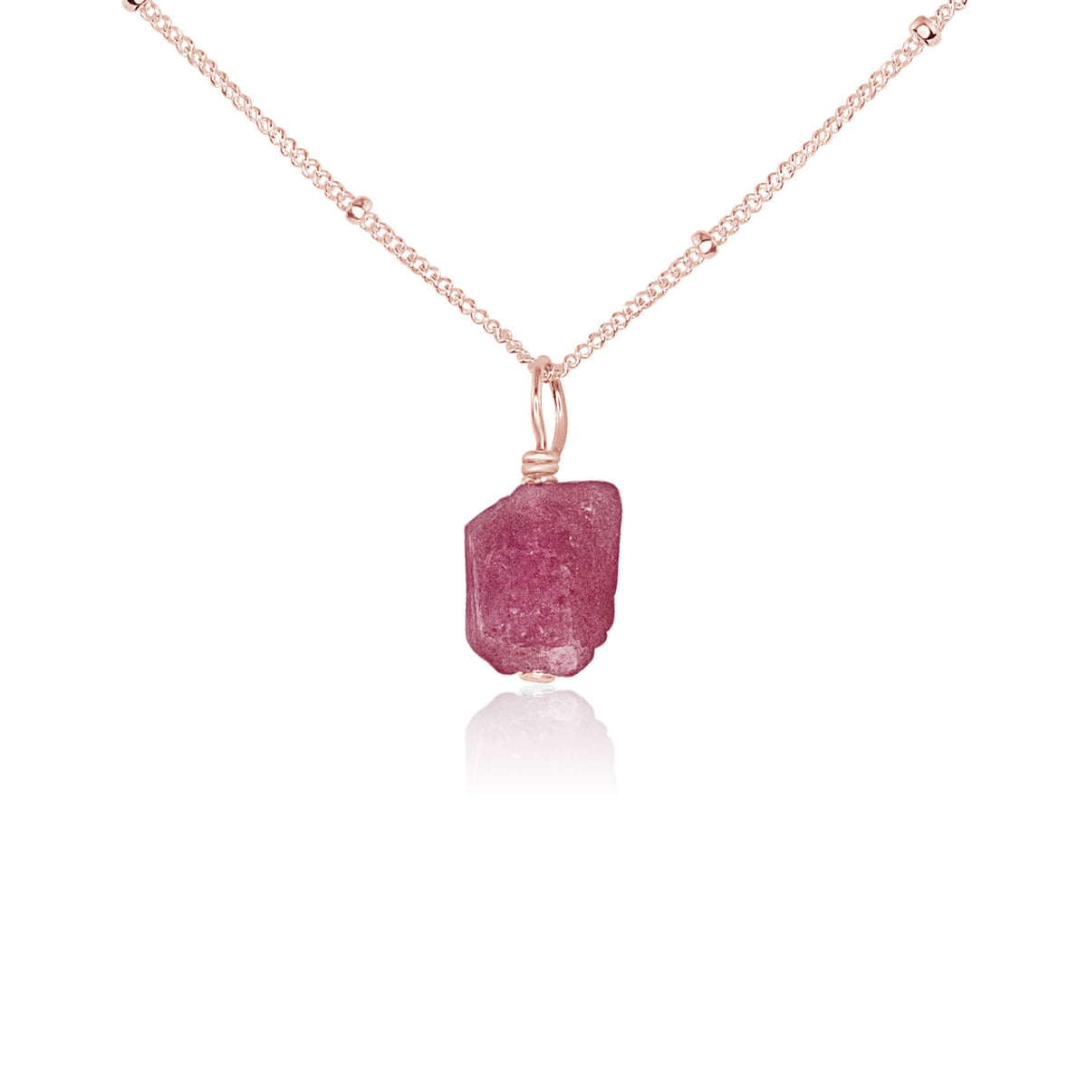 Raw Crystal Pendant Necklace - Pink Tourmaline - 14K Rose Gold Fill Satellite - Luna Tide Handmade Jewellery