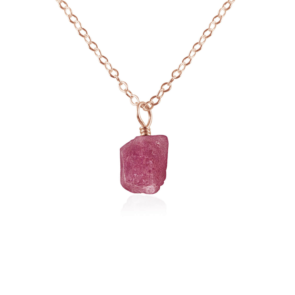 Raw Crystal Pendant Necklace - Pink Tourmaline - 14K Rose Gold Fill - Luna Tide Handmade Jewellery