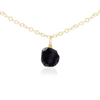 Tiny Rough Obsidian Gemstone Pendant Choker