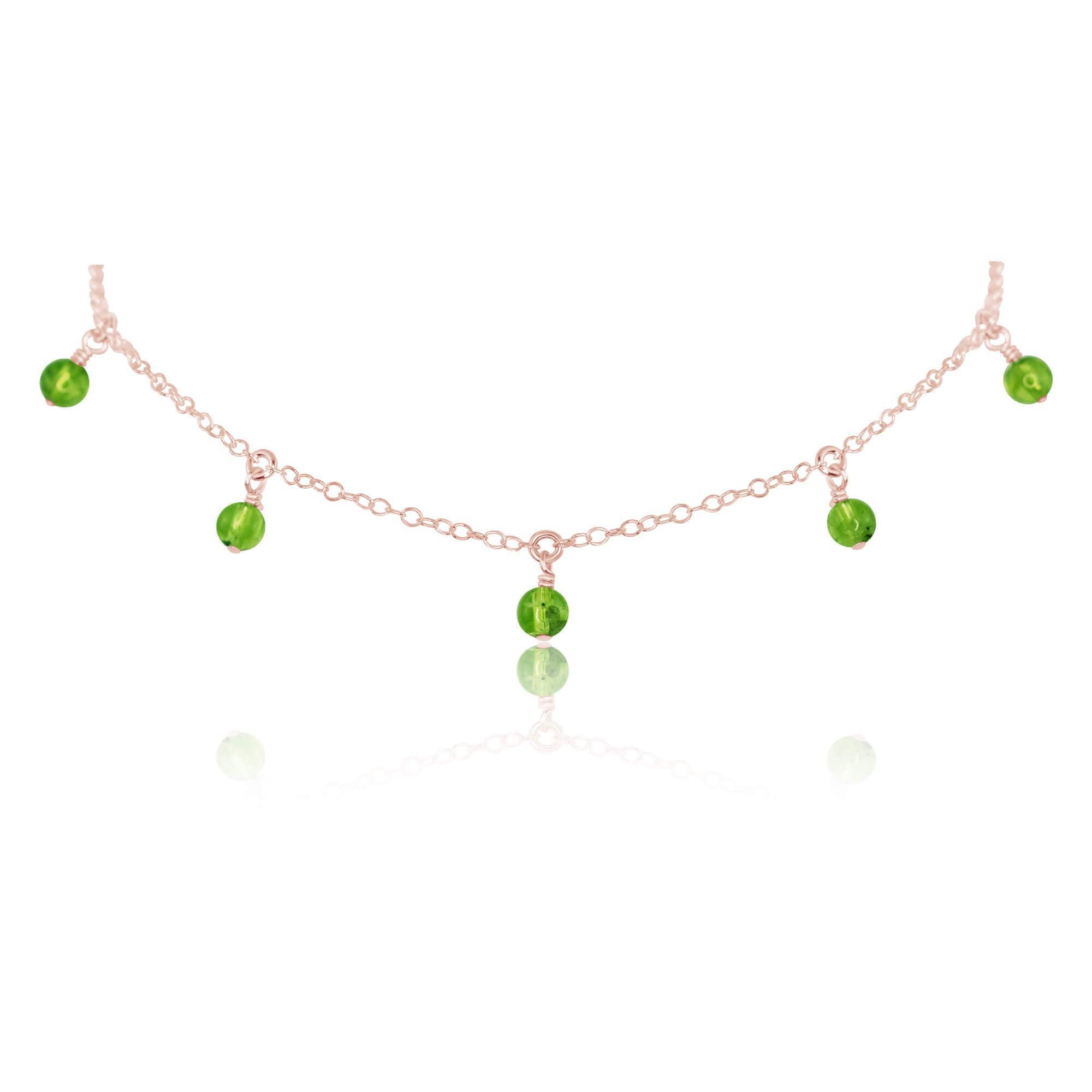 Peridot Bead Drop Choker - Peridot Bead Drop Choker - 14k Rose Gold Fill - Luna Tide Handmade Crystal Jewellery