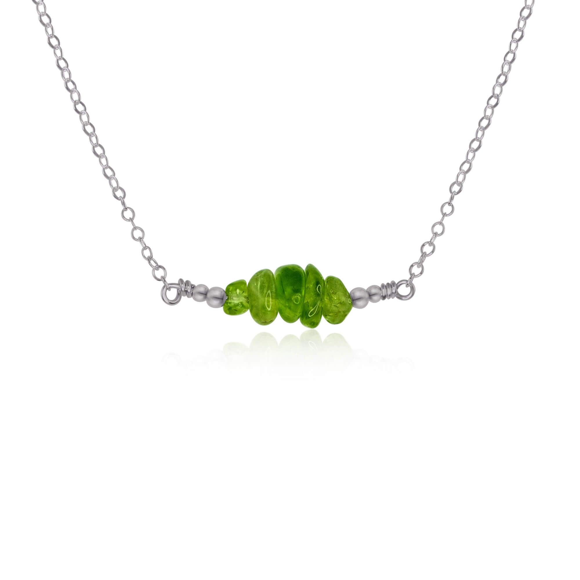 Peridot Chip Bead Bar Necklace - Peridot Chip Bead Bar Necklace - Stainless Steel - Luna Tide Handmade Crystal Jewellery