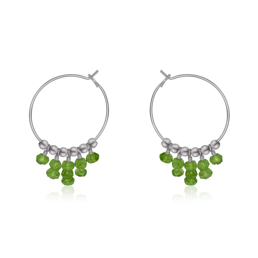 Peridot Statement Hoop Earrings - Peridot Statement Hoop Earrings - Stainless Steel - Luna Tide Handmade Crystal Jewellery