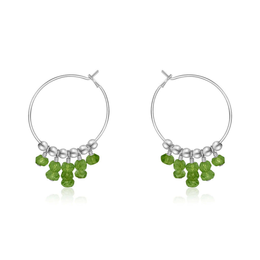 Peridot Statement Hoop Earrings - Peridot Statement Hoop Earrings - Sterling Silver - Luna Tide Handmade Crystal Jewellery