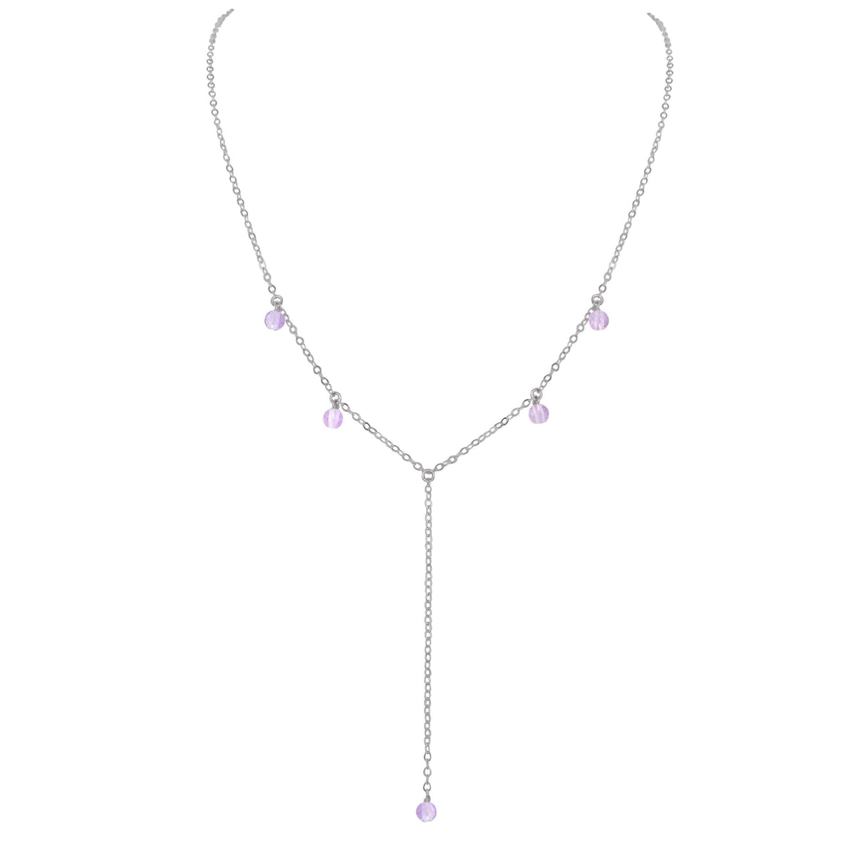 Boho Y Necklace - Lavender Amethyst - Stainless Steel - Luna Tide Handmade Jewellery
