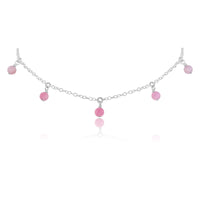 Bead Drop Choker - Pink Peruvian Opal - Sterling Silver - Luna Tide Handmade Jewellery