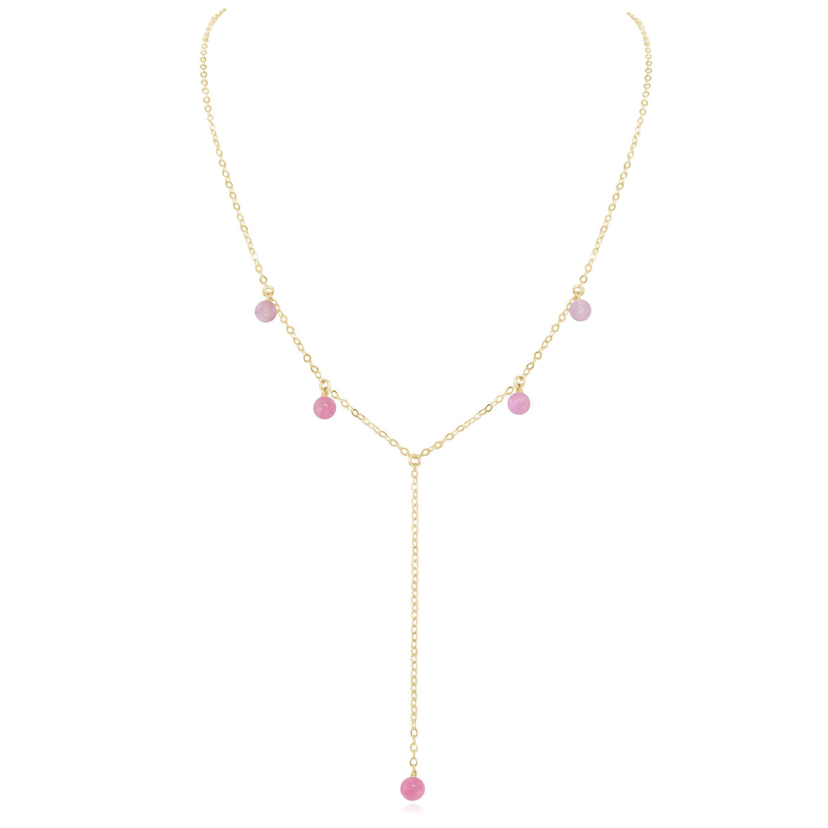 Boho Y Necklace - Pink Peruvian Opal - 14K Gold Fill - Luna Tide Handmade Jewellery